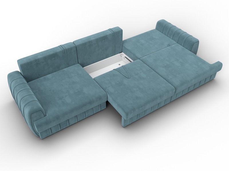Диван прямой Лига-057 НПБ Лонг, Велюр, SEVEN 113 бирюзовый