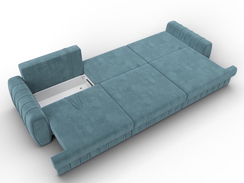 Диван прямой Лига-057 НПБ Лонг, Велюр, SEVEN 113 бирюзовый