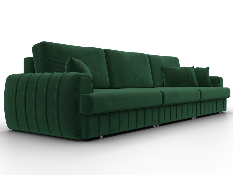 Диван прямой Лига-057 НПБ Лонг, Велюр, SEVEN 626 зеленый
