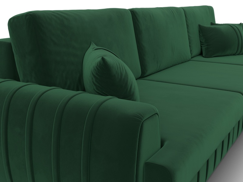Диван прямой Лига-057 НПБ Лонг, Велюр, SEVEN 626 зеленый