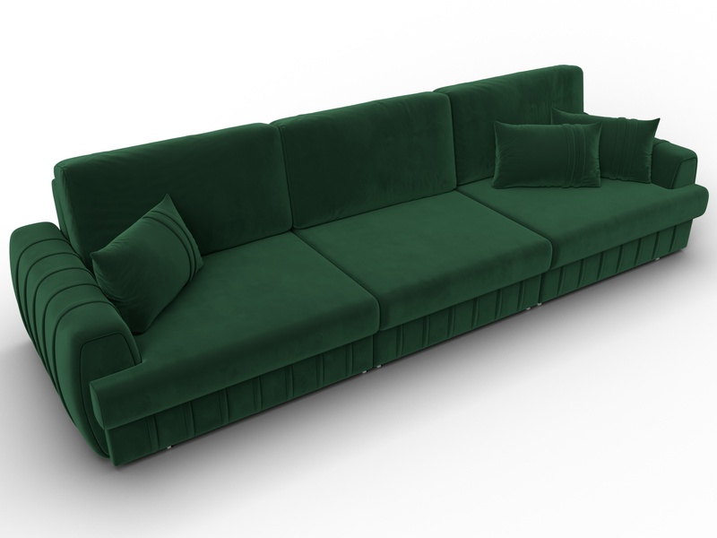 Диван прямой Лига-057 НПБ Лонг, Велюр, SEVEN 626 зеленый