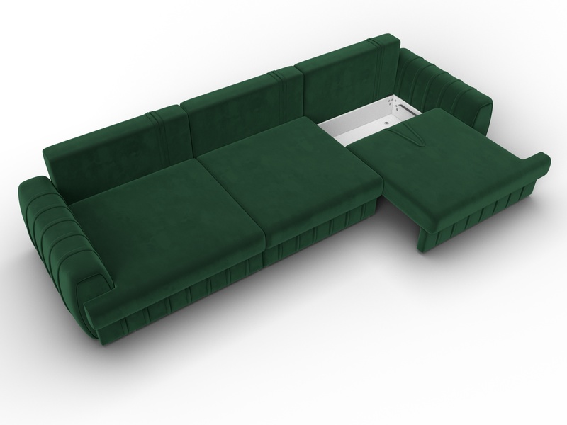 Диван прямой Лига-057 НПБ Лонг, Велюр, SEVEN 626 зеленый
