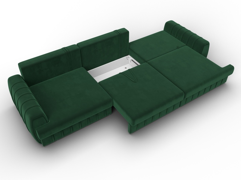Диван прямой Лига-057 НПБ Лонг, Велюр, SEVEN 626 зеленый