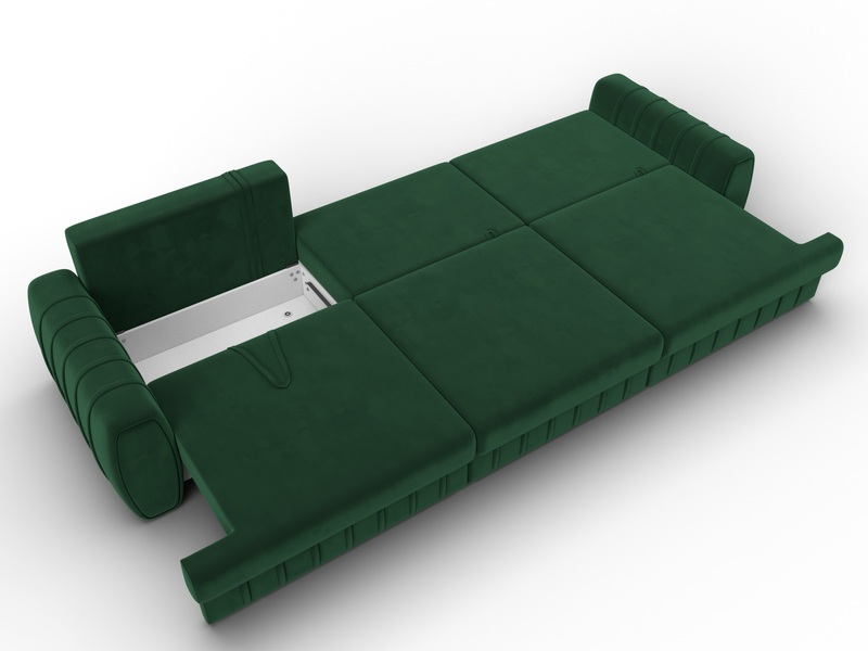 Диван прямой Лига-057 НПБ Лонг, Велюр, SEVEN 626 зеленый