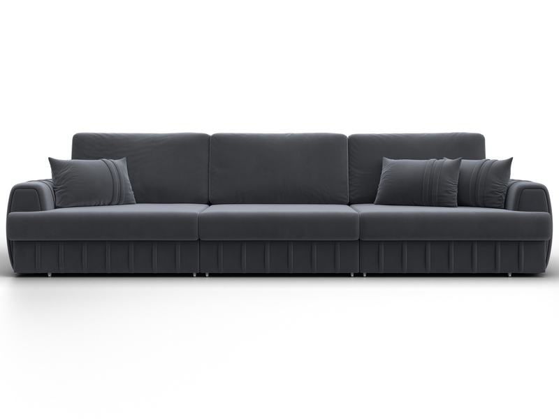 Диван прямой Лига-057 НПБ Лонг, Велюр, SEVEN 17 серый