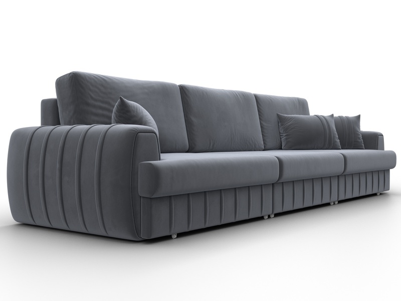 Диван прямой Лига-057 НПБ Лонг, Велюр, SEVEN 17 серый