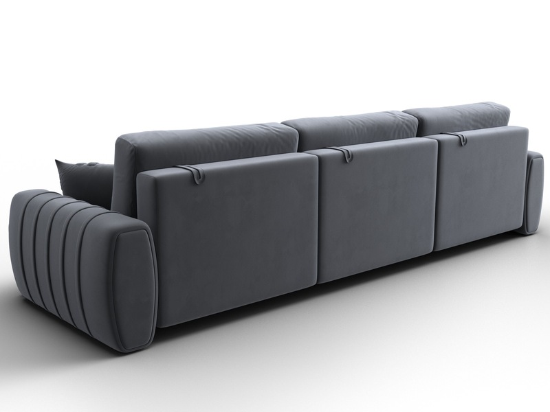 Диван прямой Лига-057 НПБ Лонг, Велюр, SEVEN 17 серый