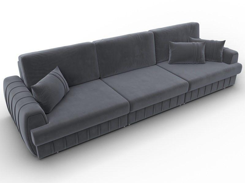 Диван прямой Лига-057 НПБ Лонг, Велюр, SEVEN 17 серый