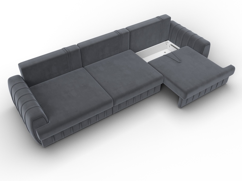 Диван прямой Лига-057 НПБ Лонг, Велюр, SEVEN 17 серый