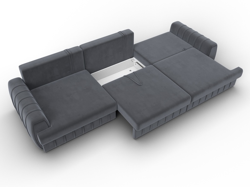 Диван прямой Лига-057 НПБ Лонг, Велюр, SEVEN 17 серый