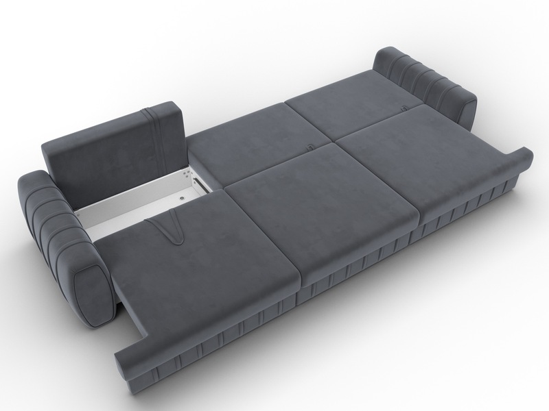 Диван прямой Лига-057 НПБ Лонг, Велюр, SEVEN 17 серый