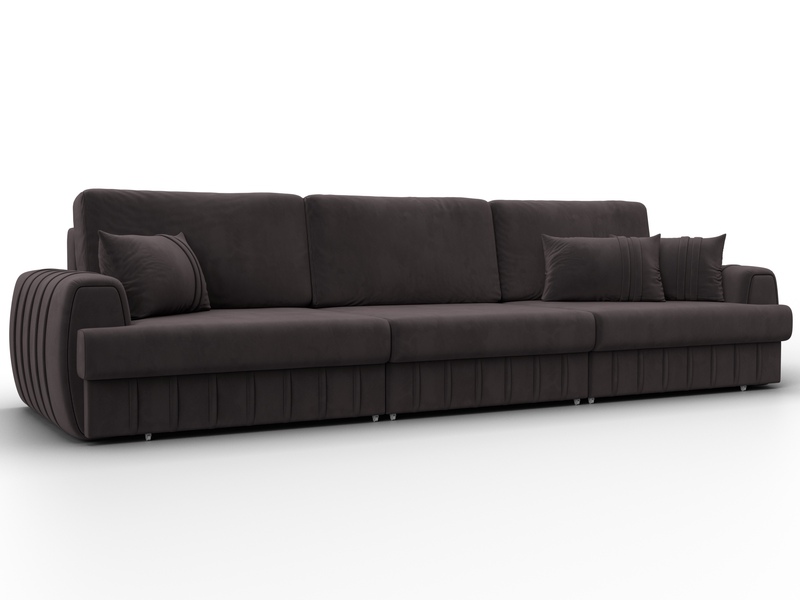 Диван прямой Лига-057 НПБ Лонг, Велюр, SEVEN 727 коричневый