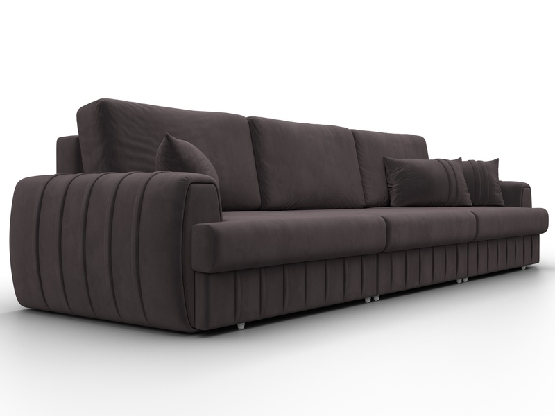 Диван прямой Лига-057 НПБ Лонг, Велюр, SEVEN 727 коричневый