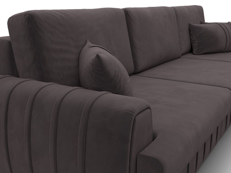 Диван прямой Лига-057 НПБ Лонг, Велюр, SEVEN 727 коричневый