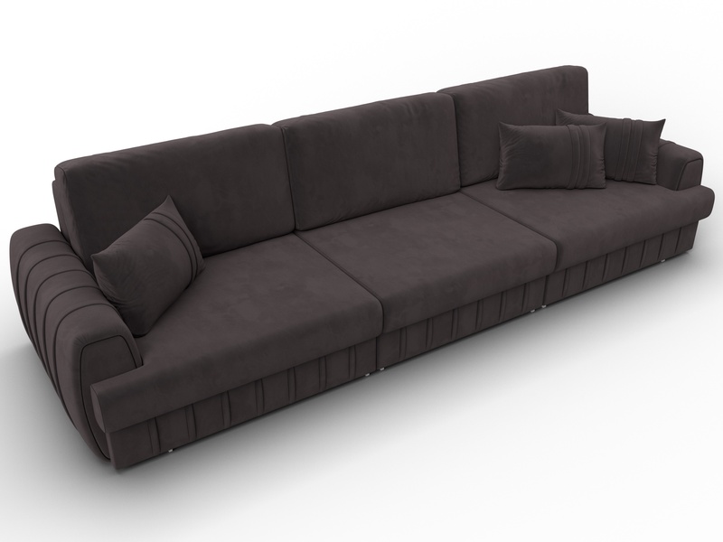 Диван прямой Лига-057 НПБ Лонг, Велюр, SEVEN 727 коричневый