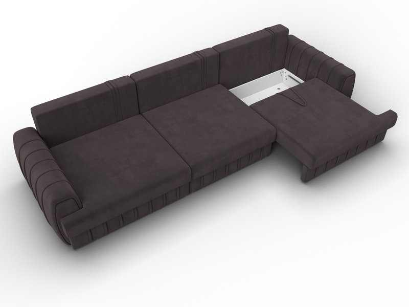 Диван прямой Лига-057 НПБ Лонг, Велюр, SEVEN 727 коричневый