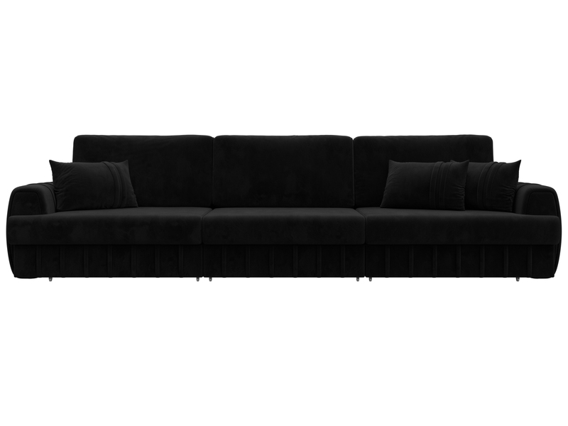 Диван прямой Лига-057 НПБ Лонг, Велюр, SEVEN 35 черный