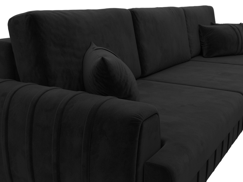 Диван прямой Лига-057 НПБ Лонг, Велюр, SEVEN 35 черный