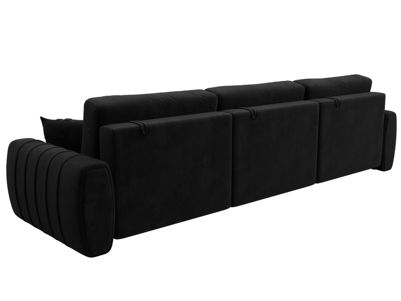 Диван прямой Лига-057 НПБ Лонг, Велюр, SEVEN 35 черный