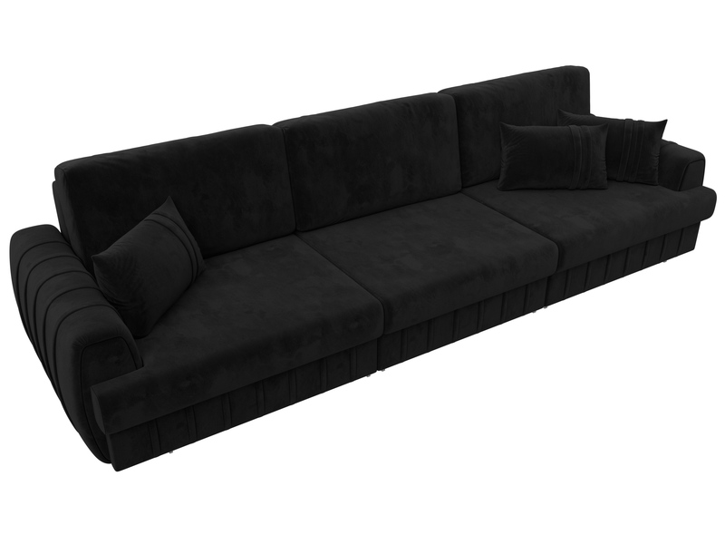 Диван прямой Лига-057 НПБ Лонг, Велюр, SEVEN 35 черный