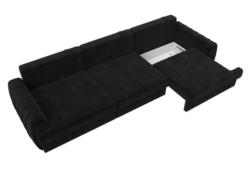 Диван прямой Лига-057 НПБ Лонг, Велюр, SEVEN 35 черный