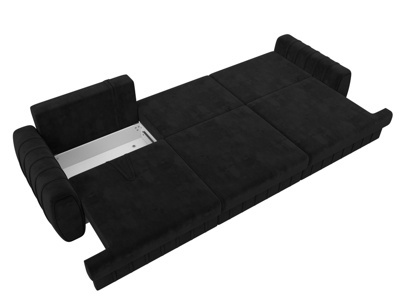 Диван прямой Лига-057 НПБ Лонг, Велюр, SEVEN 35 черный