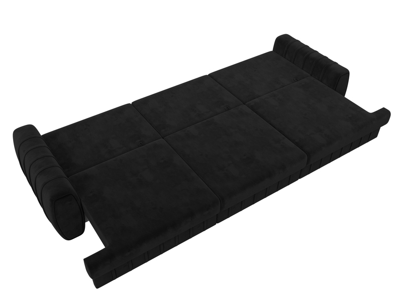 Диван прямой Лига-057 НПБ Лонг, Велюр, SEVEN 35 черный