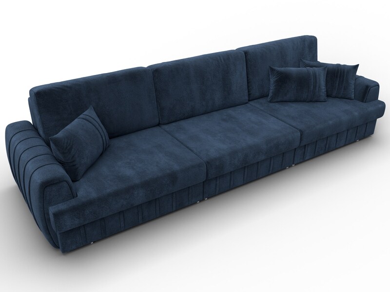 Диван прямой Лига-057 НПБ Лонг, Велюр, TOWER 13 синий