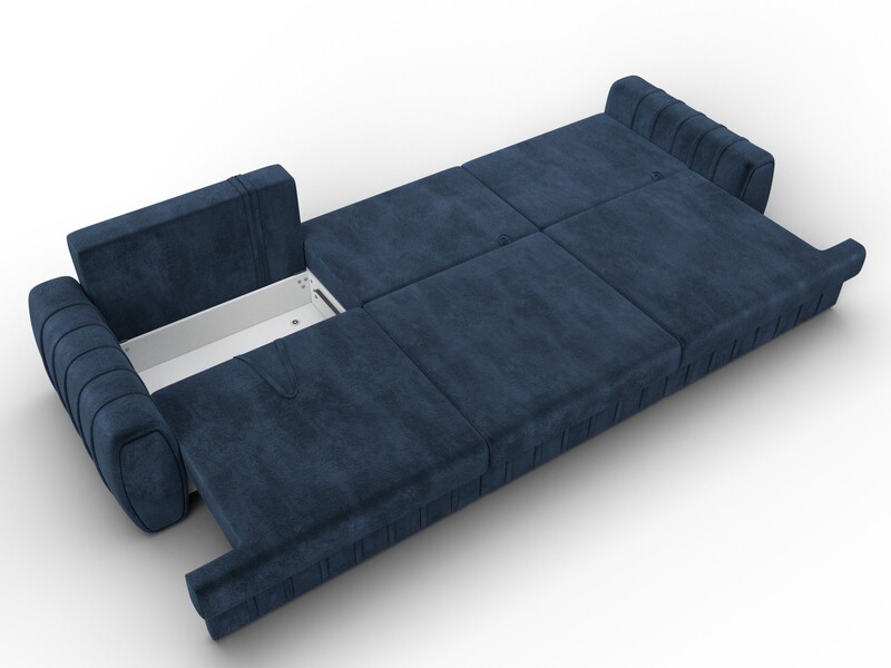 Диван прямой Лига-057 НПБ Лонг, Велюр, TOWER 13 синий