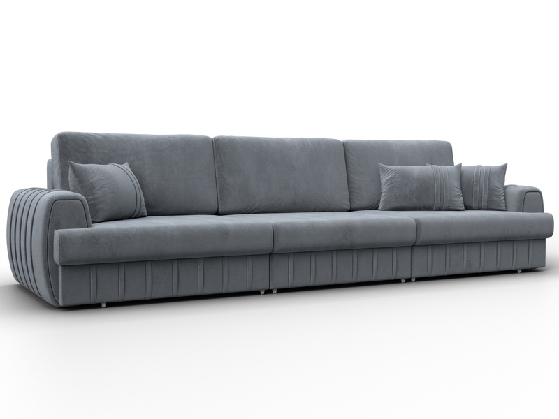 Диван прямой Лига-057 НПБ Лонг, Велюр, TOWER 10 серый