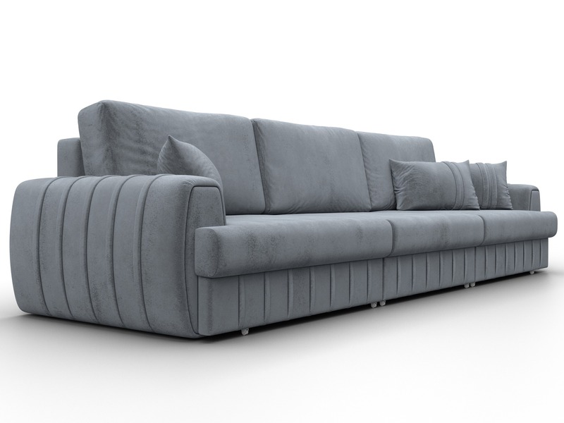 Диван прямой Лига-057 НПБ Лонг, Велюр, TOWER 10 серый