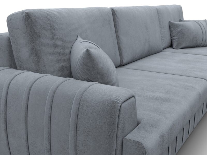 Диван прямой Лига-057 НПБ Лонг, Велюр, TOWER 10 серый