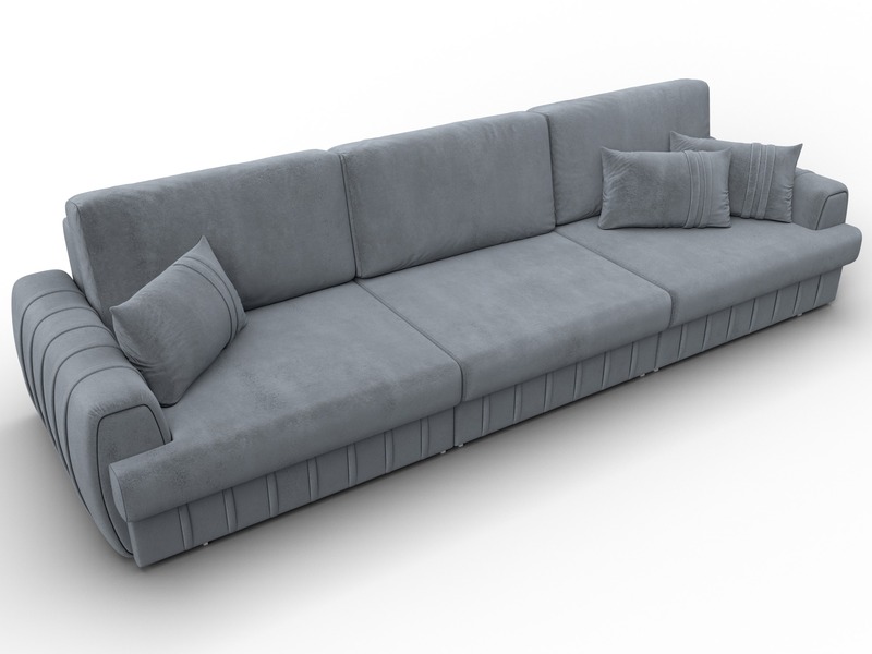 Диван прямой Лига-057 НПБ Лонг, Велюр, TOWER 10 серый