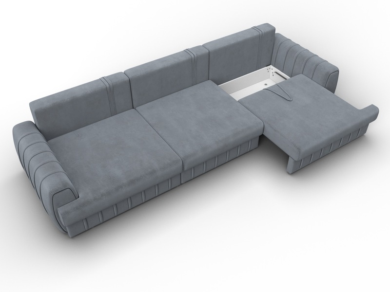 Диван прямой Лига-057 НПБ Лонг, Велюр, TOWER 10 серый