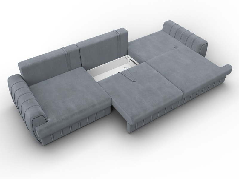 Диван прямой Лига-057 НПБ Лонг, Велюр, TOWER 10 серый