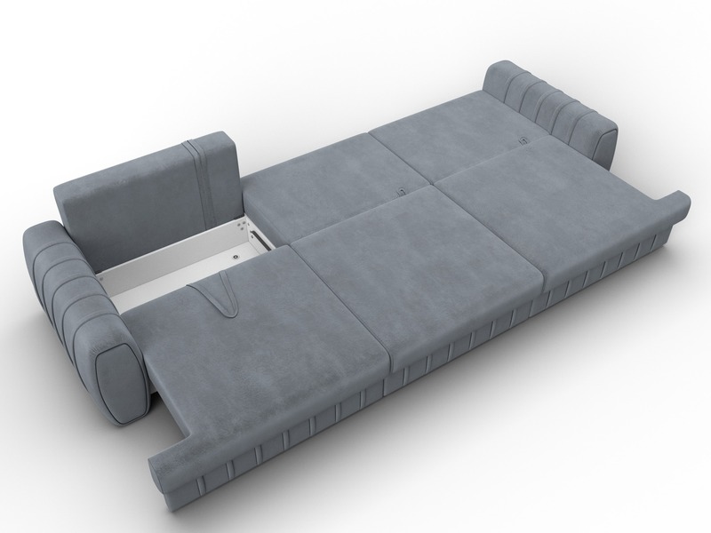 Диван прямой Лига-057 НПБ Лонг, Велюр, TOWER 10 серый