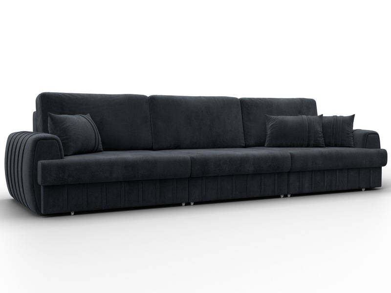 Диван прямой Лига-057 НПБ Лонг, Велюр, TOWER 11 темно-серый