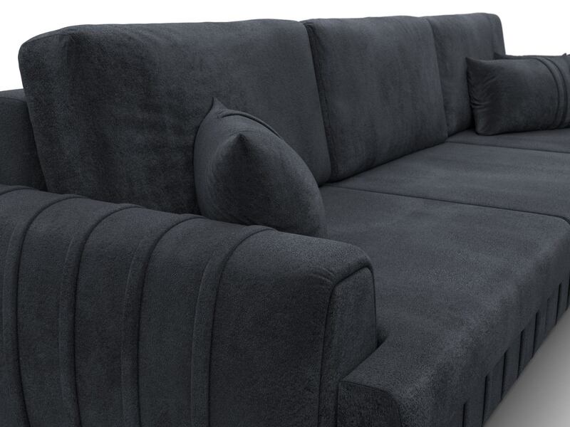 Диван прямой Лига-057 НПБ Лонг, Велюр, TOWER 11 темно-серый