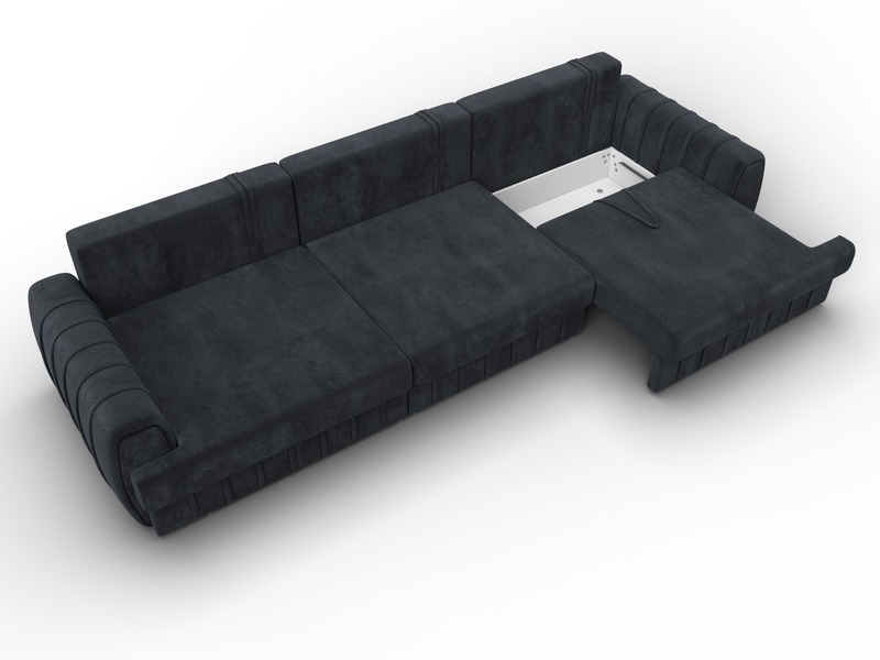 Диван прямой Лига-057 НПБ Лонг, Велюр, TOWER 11 темно-серый