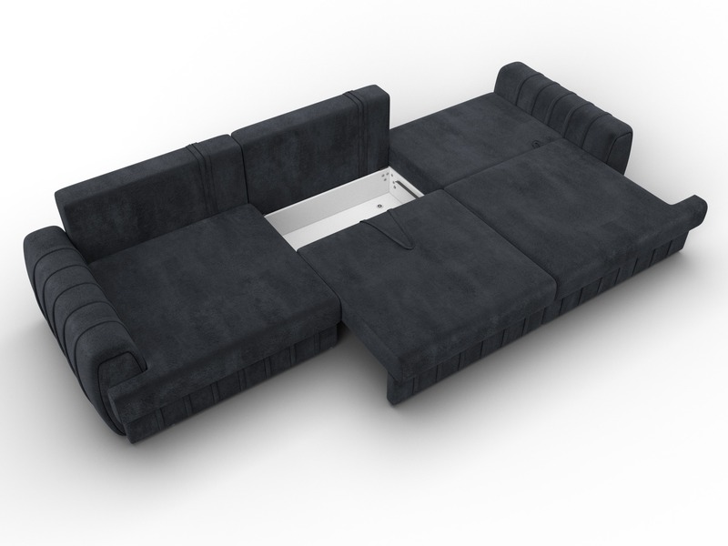 Диван прямой Лига-057 НПБ Лонг, Велюр, TOWER 11 темно-серый