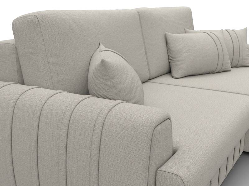 Диван угловой Лига-057 НПБ угол правый, Рогожка, Амур 02 бежевый