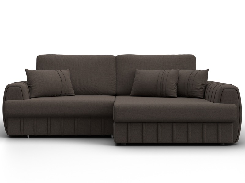 Диван угловой Лига-057 НПБ угол правый, Рогожка, Амур 05 коричневый