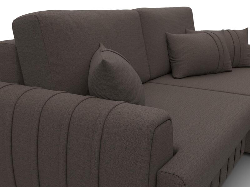 Диван угловой Лига-057 НПБ угол правый, Рогожка, Амур 05 коричневый