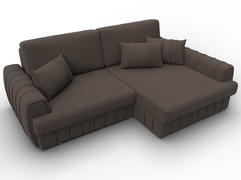 Диван угловой Лига-057 НПБ угол правый, Рогожка, Амур 05 коричневый