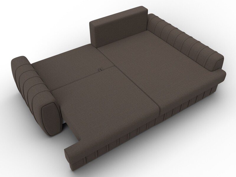 Диван угловой Лига-057 НПБ угол правый, Рогожка, Амур 05 коричневый