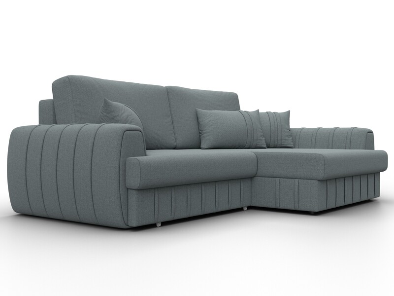 Диван угловой Лига-057 НПБ угол правый, Рогожка, Амур 07 серый