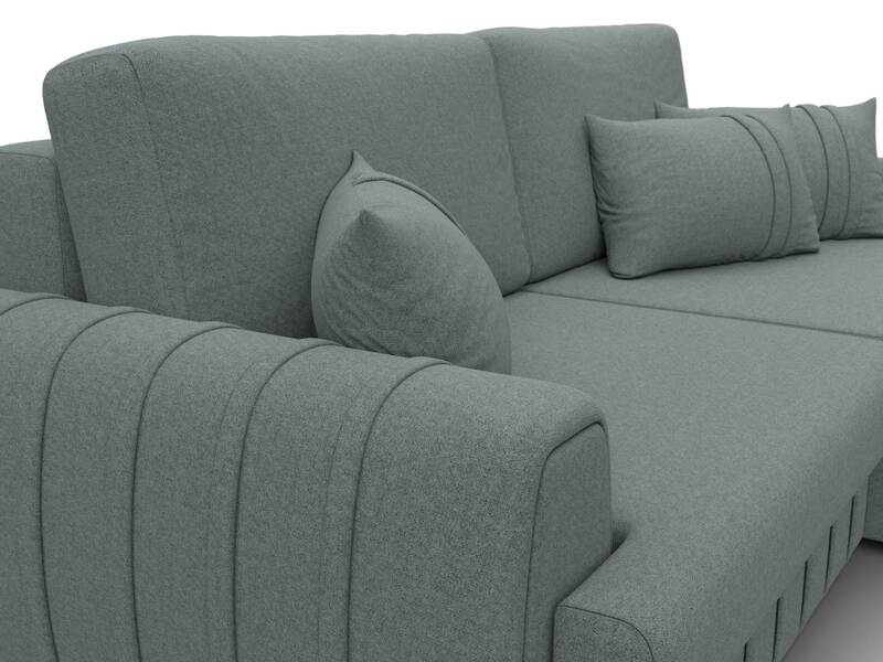 Диван угловой Лига-057 НПБ угол правый, Рогожка, Амур 07 серый