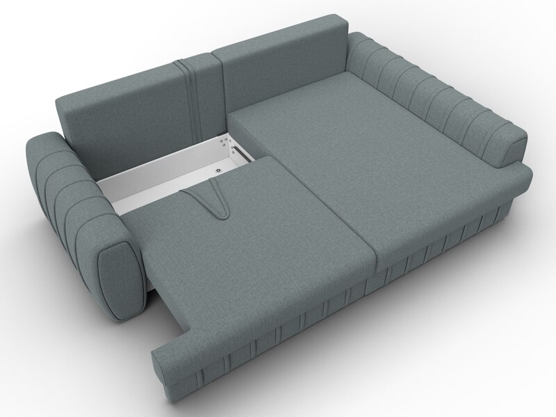 Диван угловой Лига-057 НПБ угол правый, Рогожка, Амур 07 серый