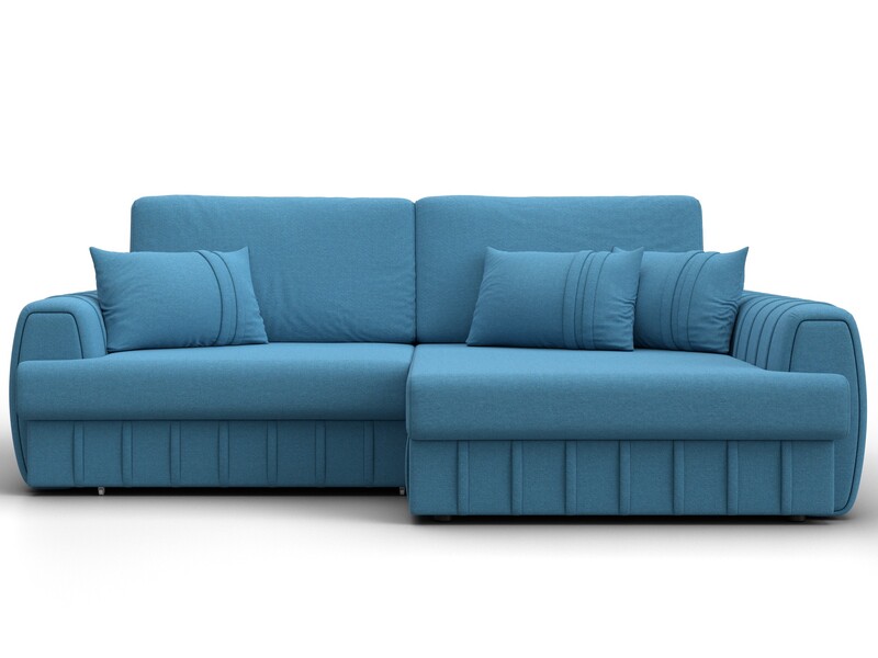 Диван угловой Лига-057 НПБ угол правый, Рогожка, Амур 10 голубой