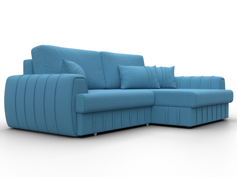 Диван угловой Лига-057 НПБ угол правый, Рогожка, Амур 10 голубой